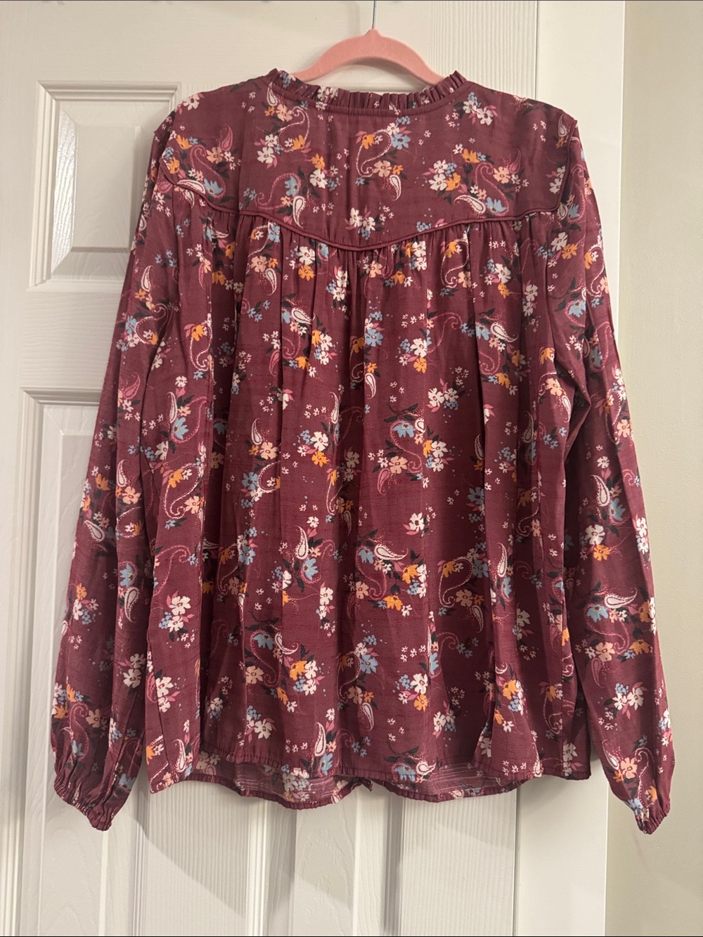 LC Lauren Conrad Mauve Floral Button-Up Blouse - Picture 4 of 4